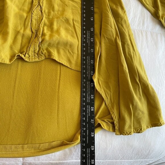 Joseph A Blouse Women Sz 1X Yellow Boho Chic Collar Roll Tab Dressy Smart Casual - Picture 9 of 10